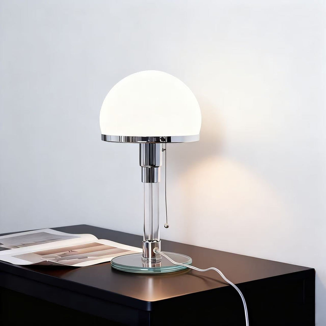 Table Lamp Glass Bauhaus Design With Pull Switch