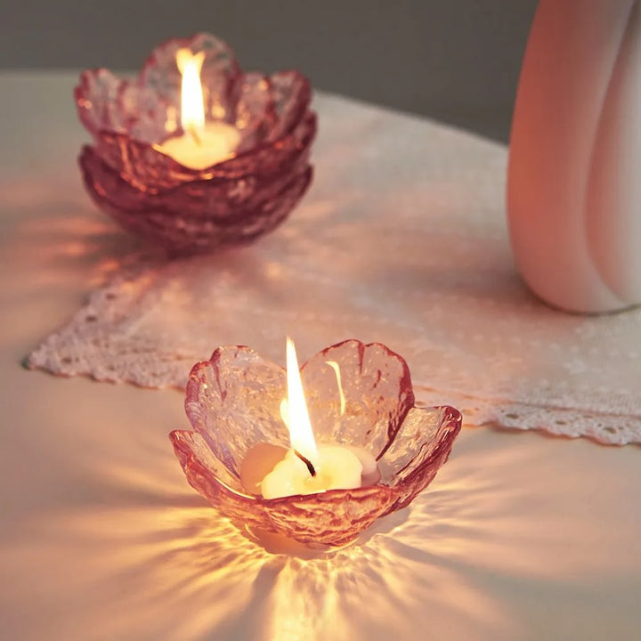 Kerzenhalter Coquette Rosafarbenes Blumendesign