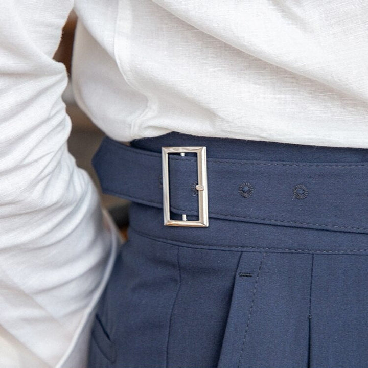 Herren Bundfaltenhose Mit Schnallenverschluss Und Klassischem Schnitt