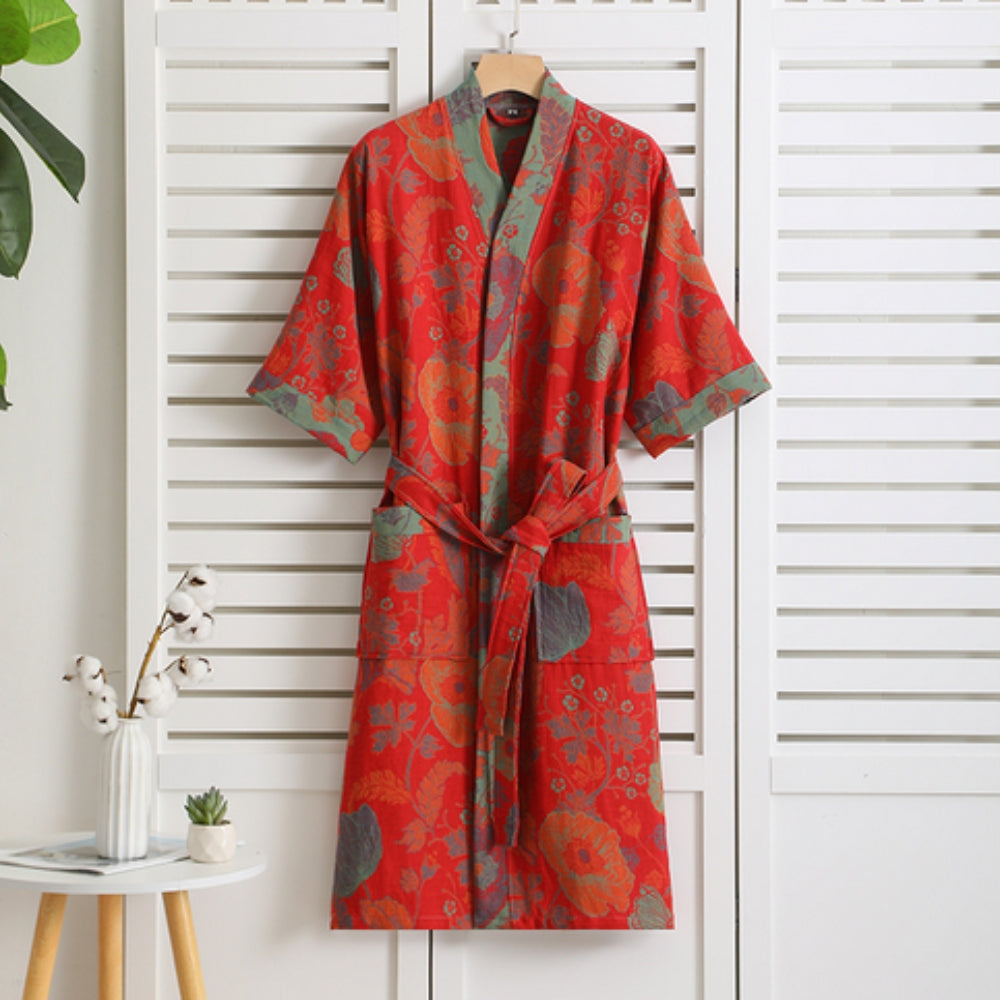 Weicher bedruckter Bademantel mit Retro-Muster