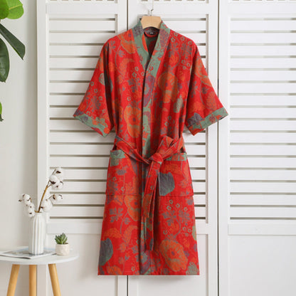 Weicher bedruckter Bademantel mit Retro-Muster