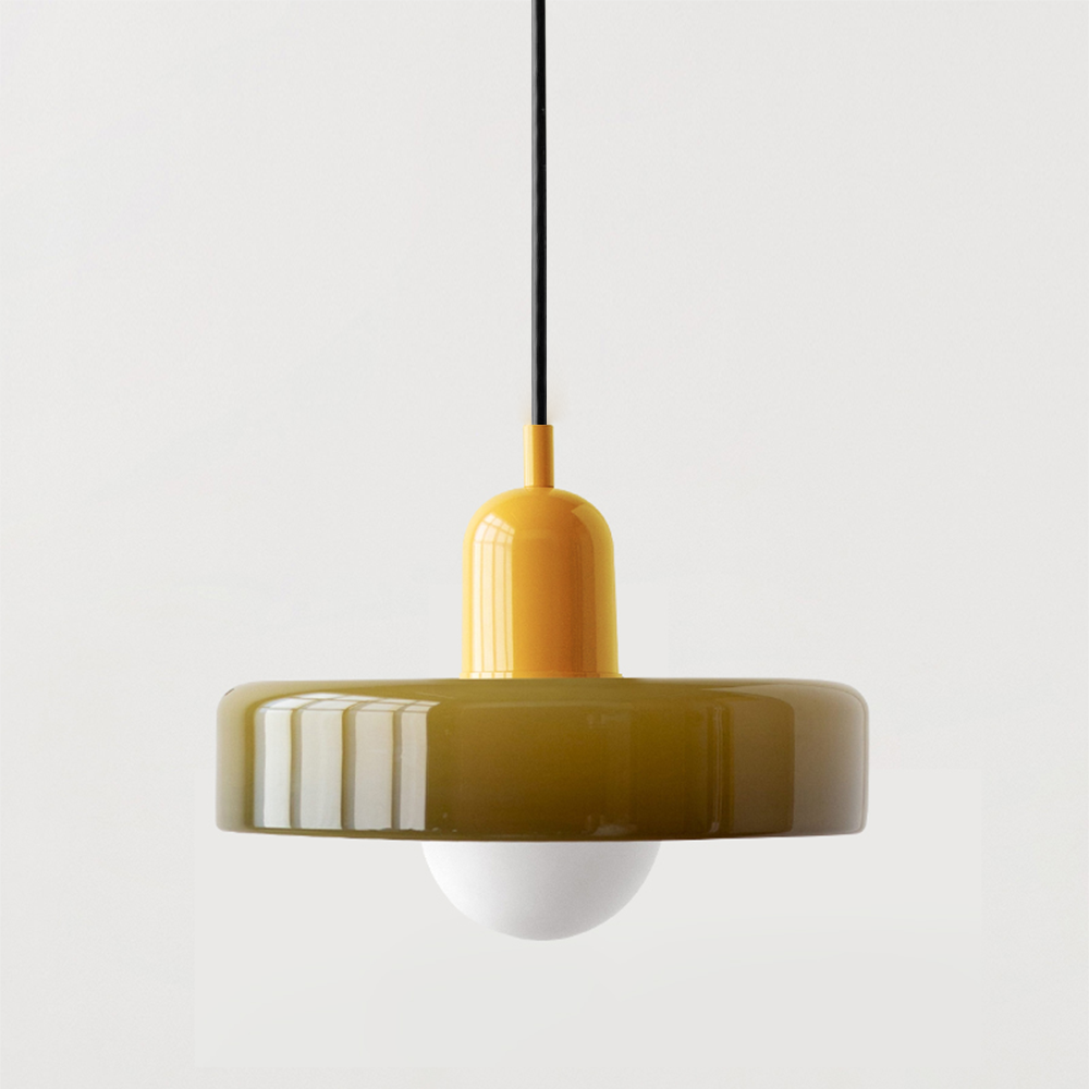 LED Pendelleuchte mit farbigen Glasschirmen für Wohnzimmer und Esszimmer