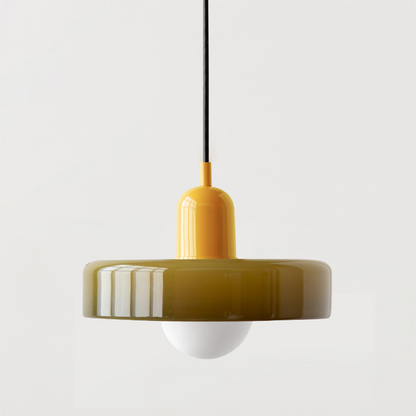 LED Pendelleuchte mit farbigen Glasschirmen für Wohnzimmer und Esszimmer