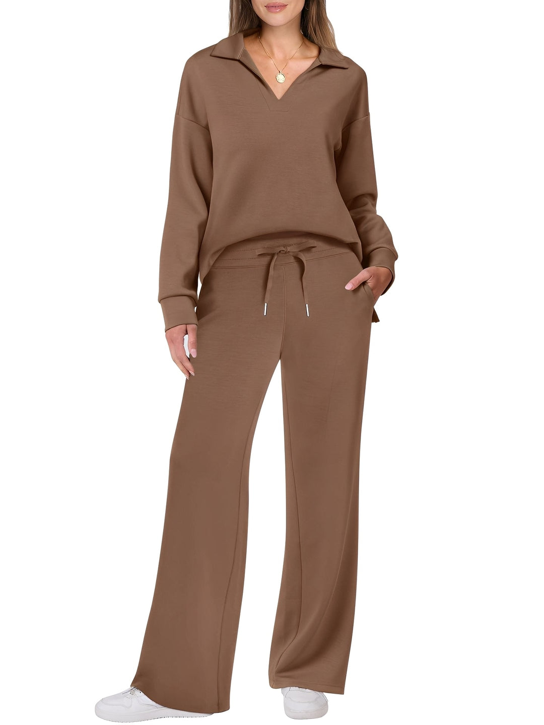 Damen Freizeit Zweiteiler Mit Lockerem Pullover Und Hose