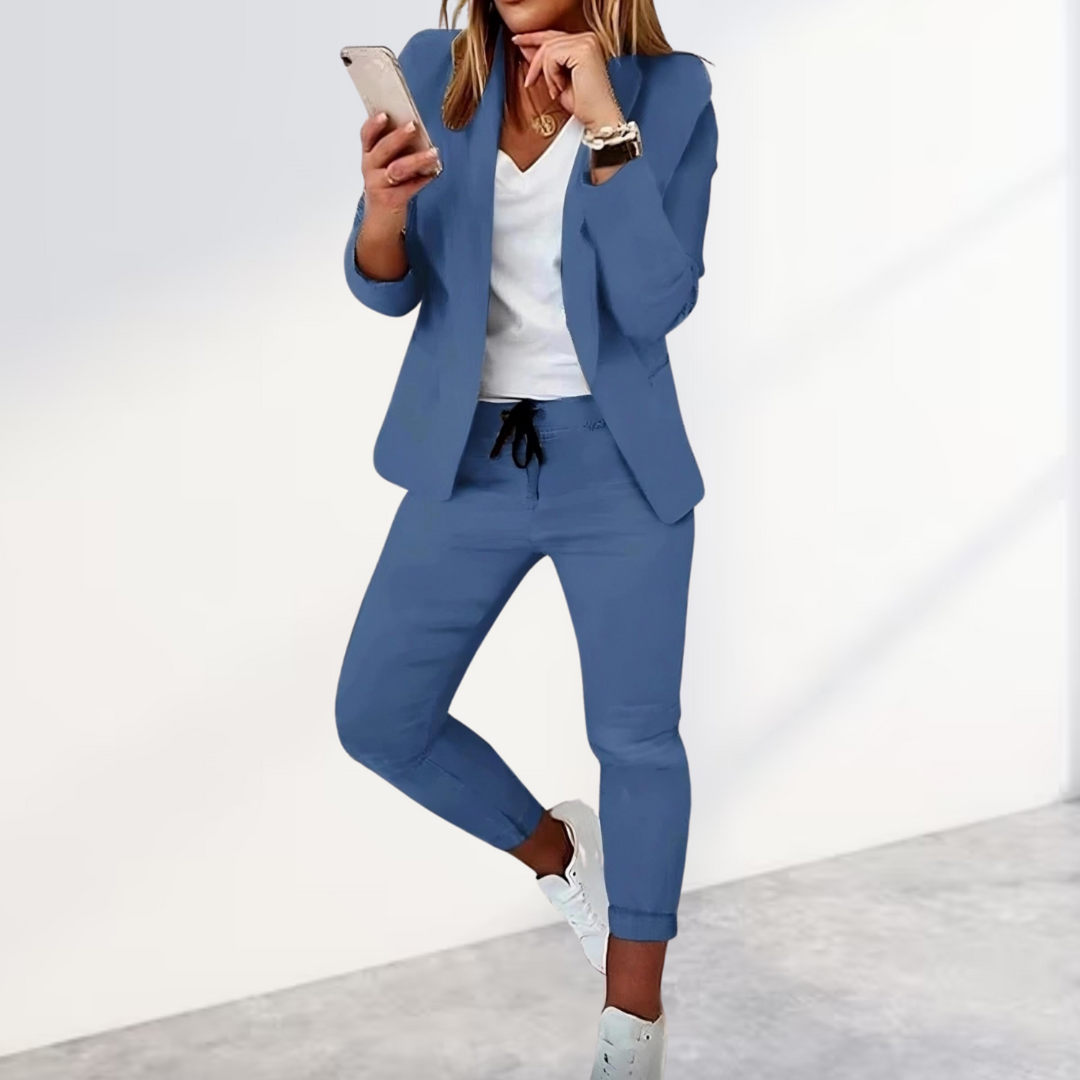 Damen Blazer Set Mit Hose Im Modernen Stil