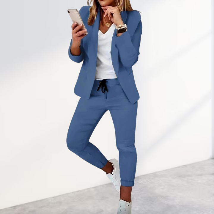 Damen Blazer Set Mit Hose Im Modernen Stil