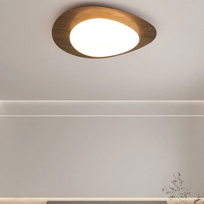 Ovale LED Deckenleuchte in Holzoptik im nordischen Stil