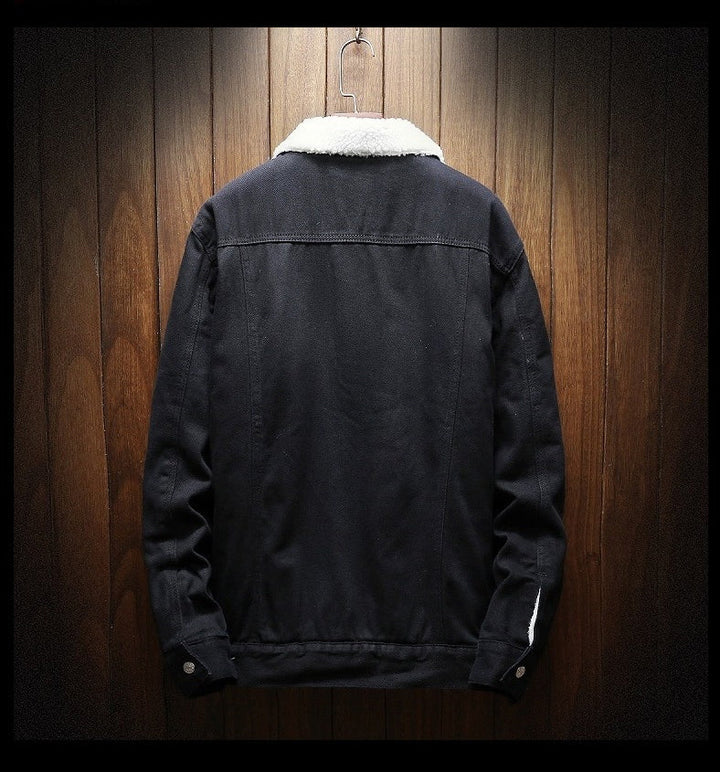 Herren Jeansjacke Mit Fellfutter Und Knopfleiste