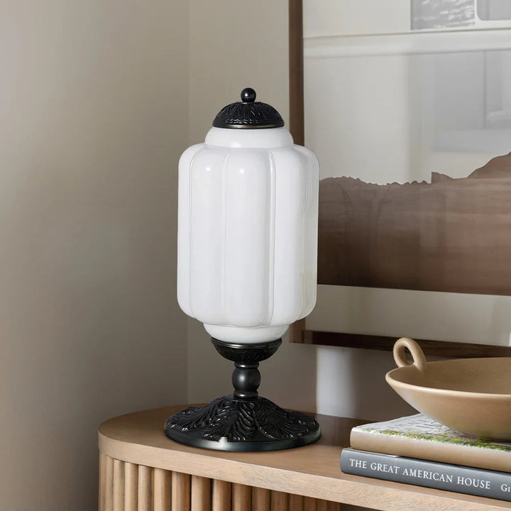 Table Lamp Glass Textured Cream Retro Design