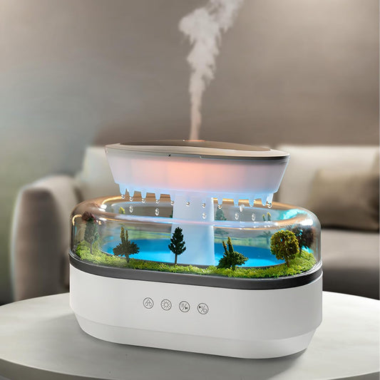 Wasserfall Diffuser – Aromatherapie Luftbefeuchter Mit LED & Regen-Effekt