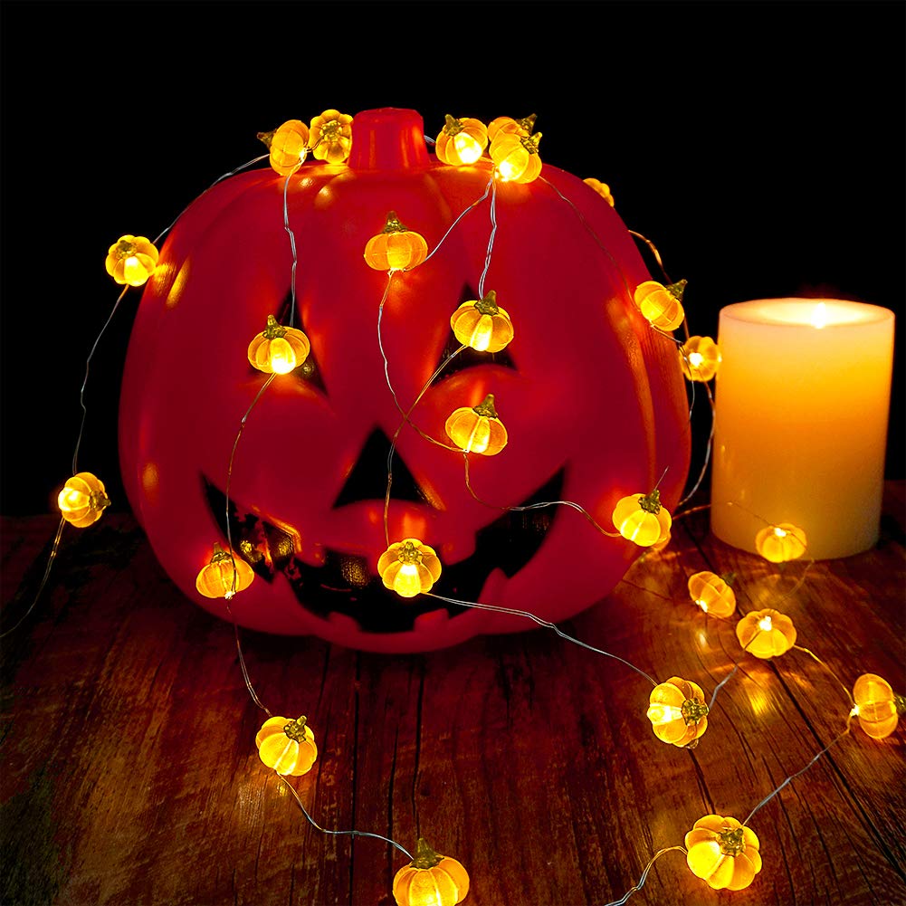 Dekorative 3D-Kürbis-Lichterkette für Halloween-Partys