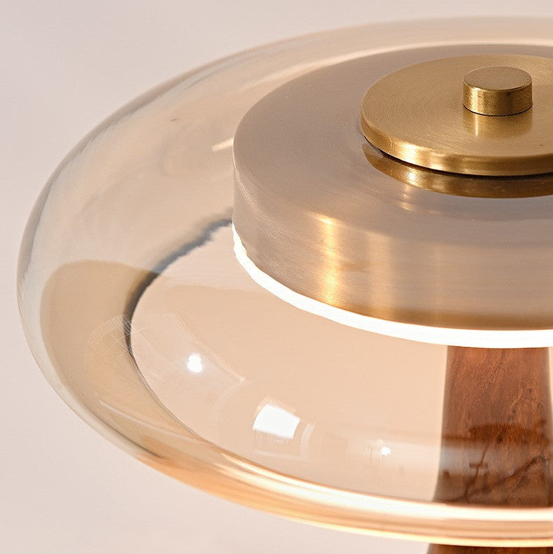 Table Lamp Wood And Glass Vintage Design