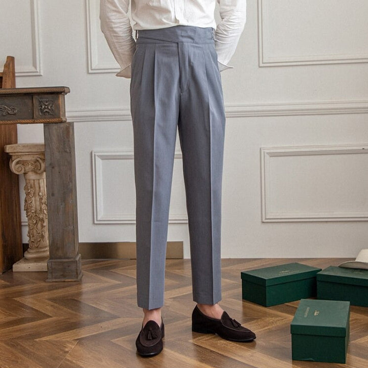 Herren Bundfaltenhose Mit Schnallenverschluss Und Klassischem Schnitt