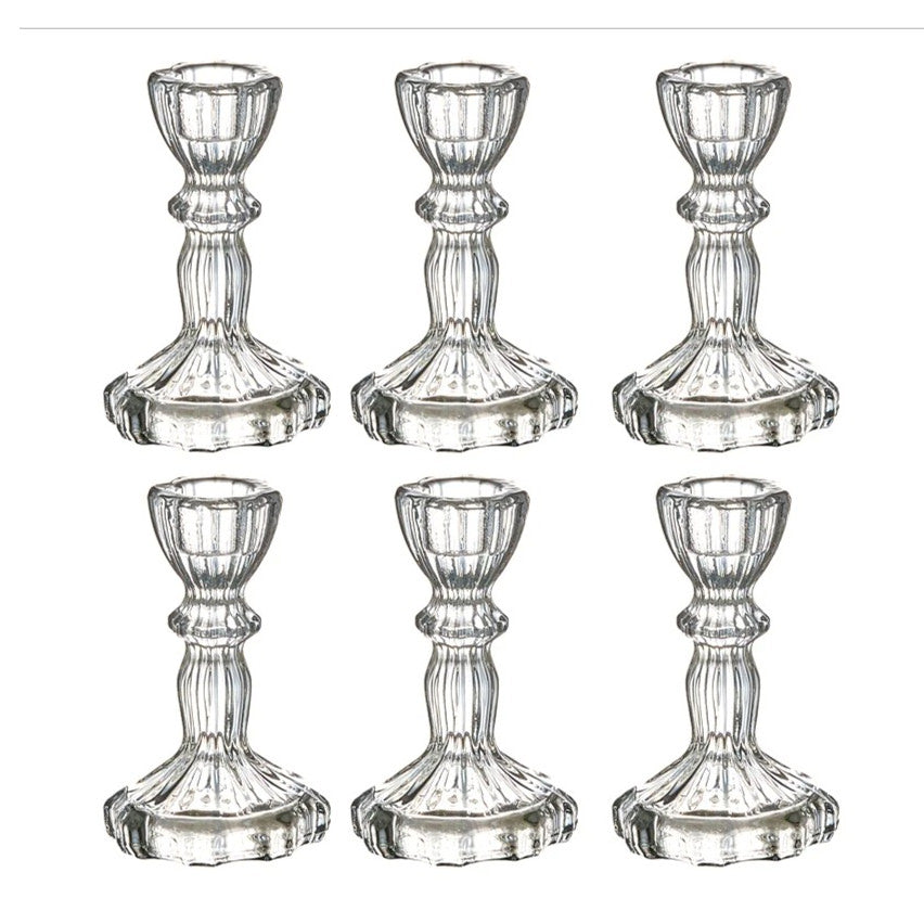 Kristallglas Kerzenhalter Set mit 6 Vintage