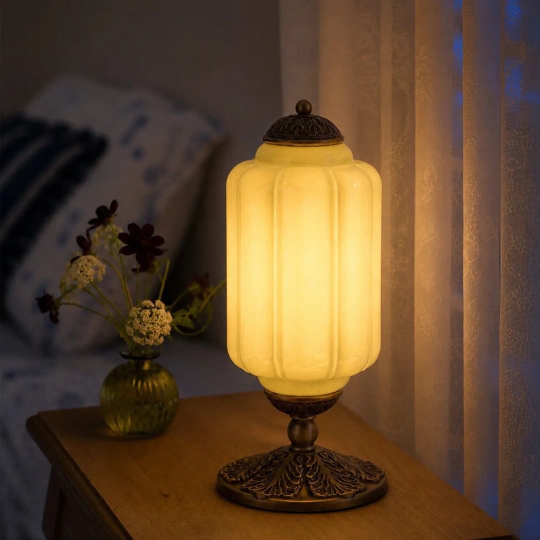 Table Lamp Glass Textured Cream Retro Design