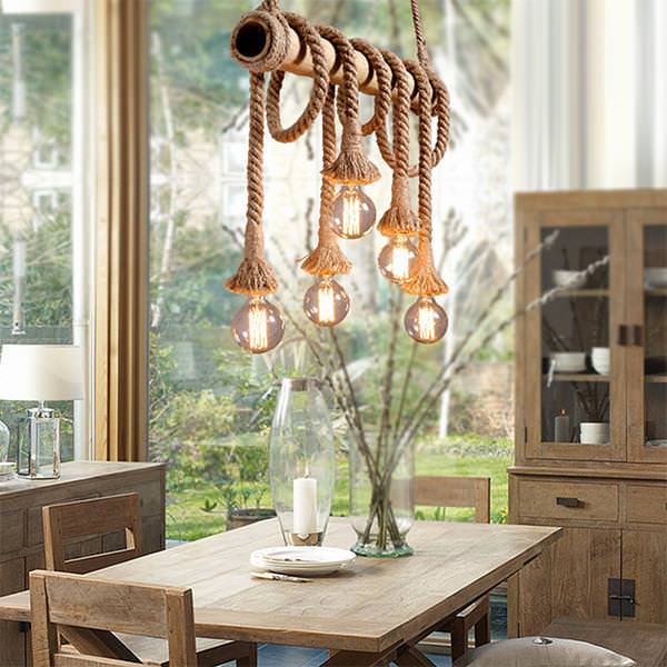 Seil-Pendelleuchte im Vintage-Design