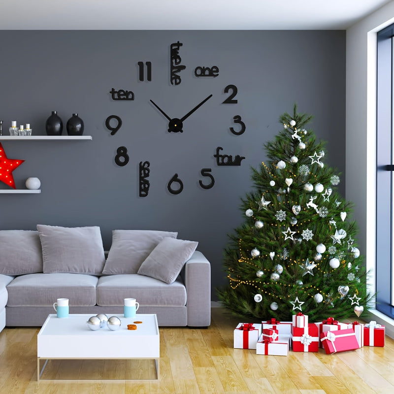 Moderne 3D Wanduhr ohne Rahmen für Wohnzimmer