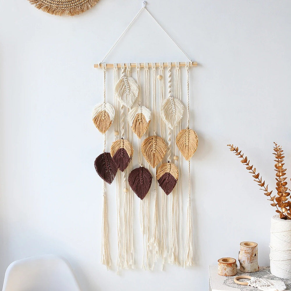 Makramee-Wandbehang Boho-Blatt-Design