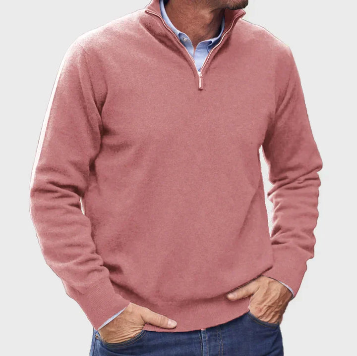 Herren Kaschmirpullover Mit Reißverschluss Im Italienischen Design