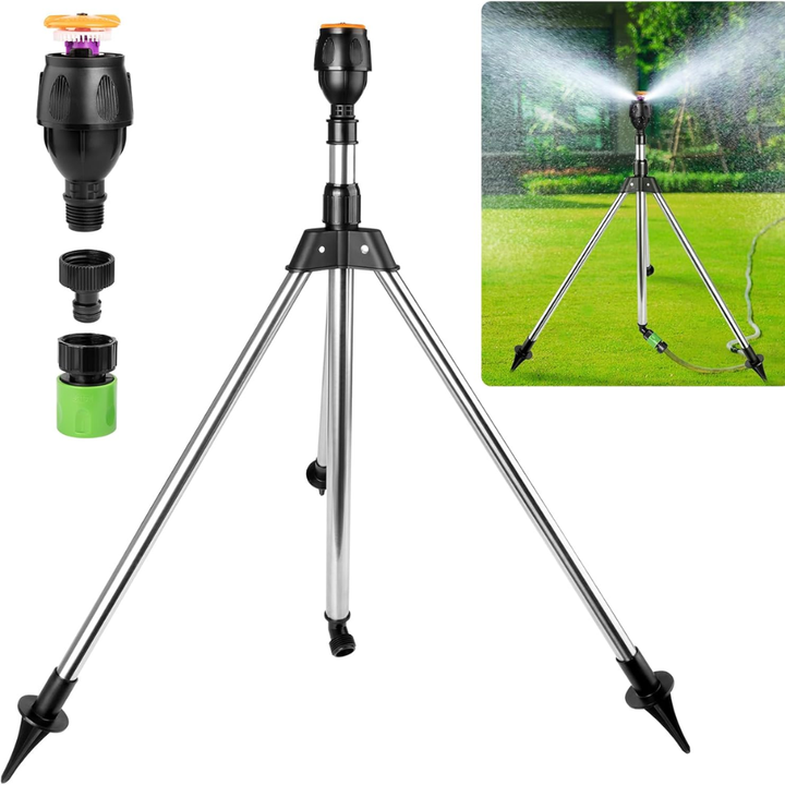 Gartensprinkler 360 Grad drehbar mit Teleskop-Stativ