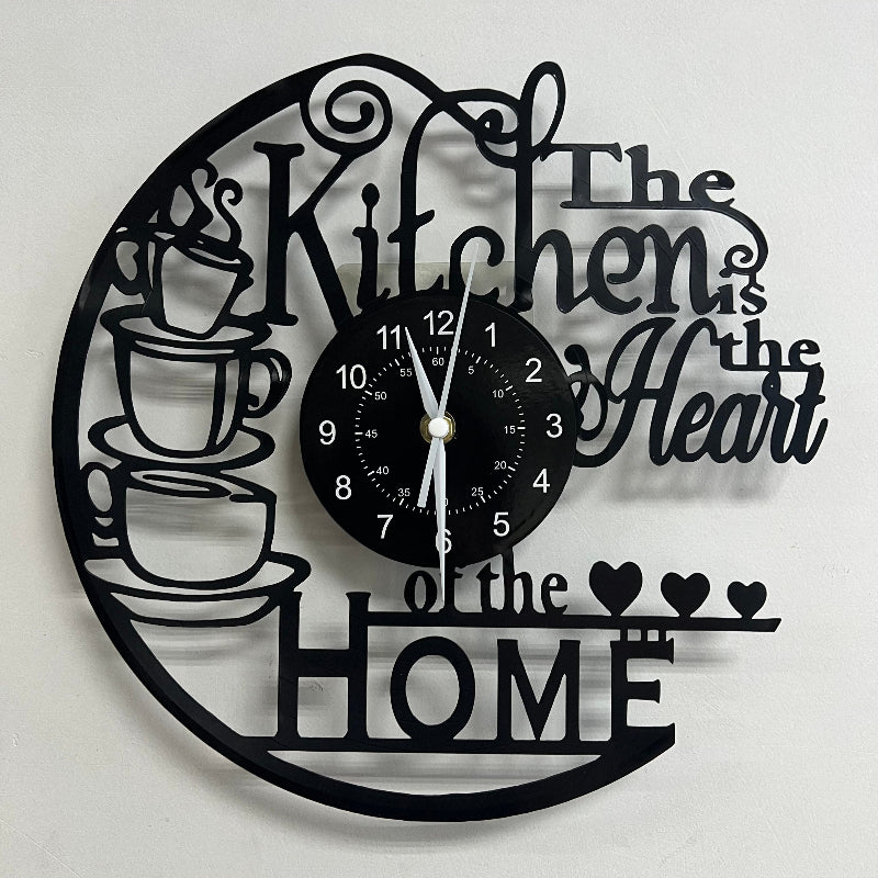 Küchenuhr aus Vinyl mit Wanddekor