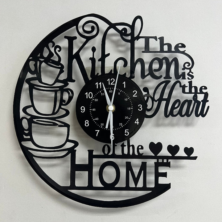 Küchenuhr aus Vinyl mit Wanddekor
