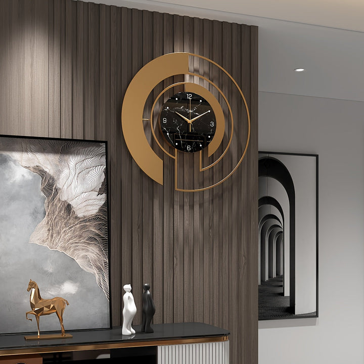 Metall-Wanduhr Rund Geometrisch Lautloses Uhrwerk