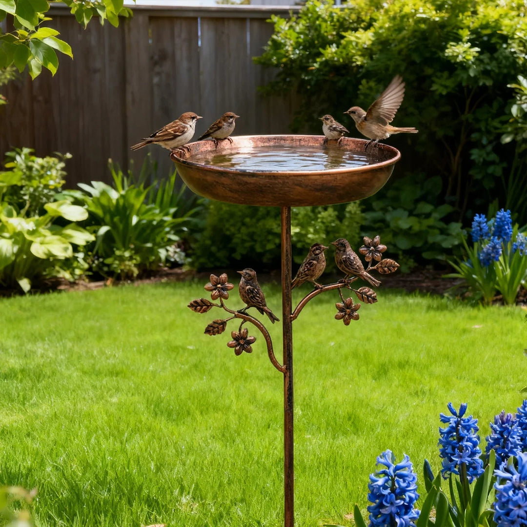 Garten Vogelbad Metallspieß Vintage Kupferoptik
