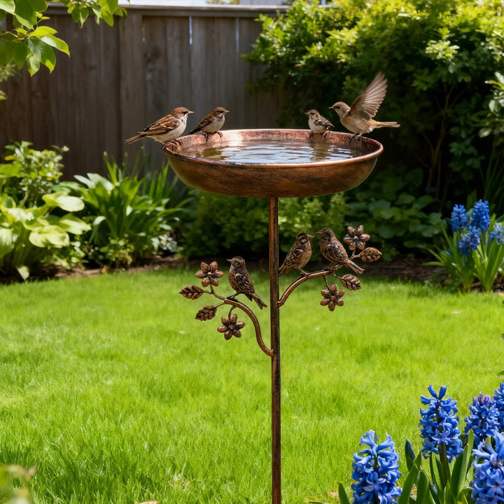 Garten Vogelbad Metallspieß Vintage Kupferoptik