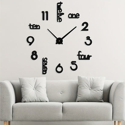 Moderne 3D Wanduhr ohne Rahmen für Wohnzimmer