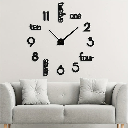 Moderne 3D Wanduhr ohne Rahmen für Wohnzimmer