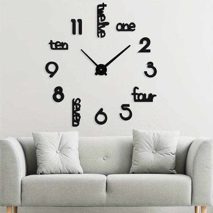 Moderne 3D Wanduhr ohne Rahmen für Wohnzimmer