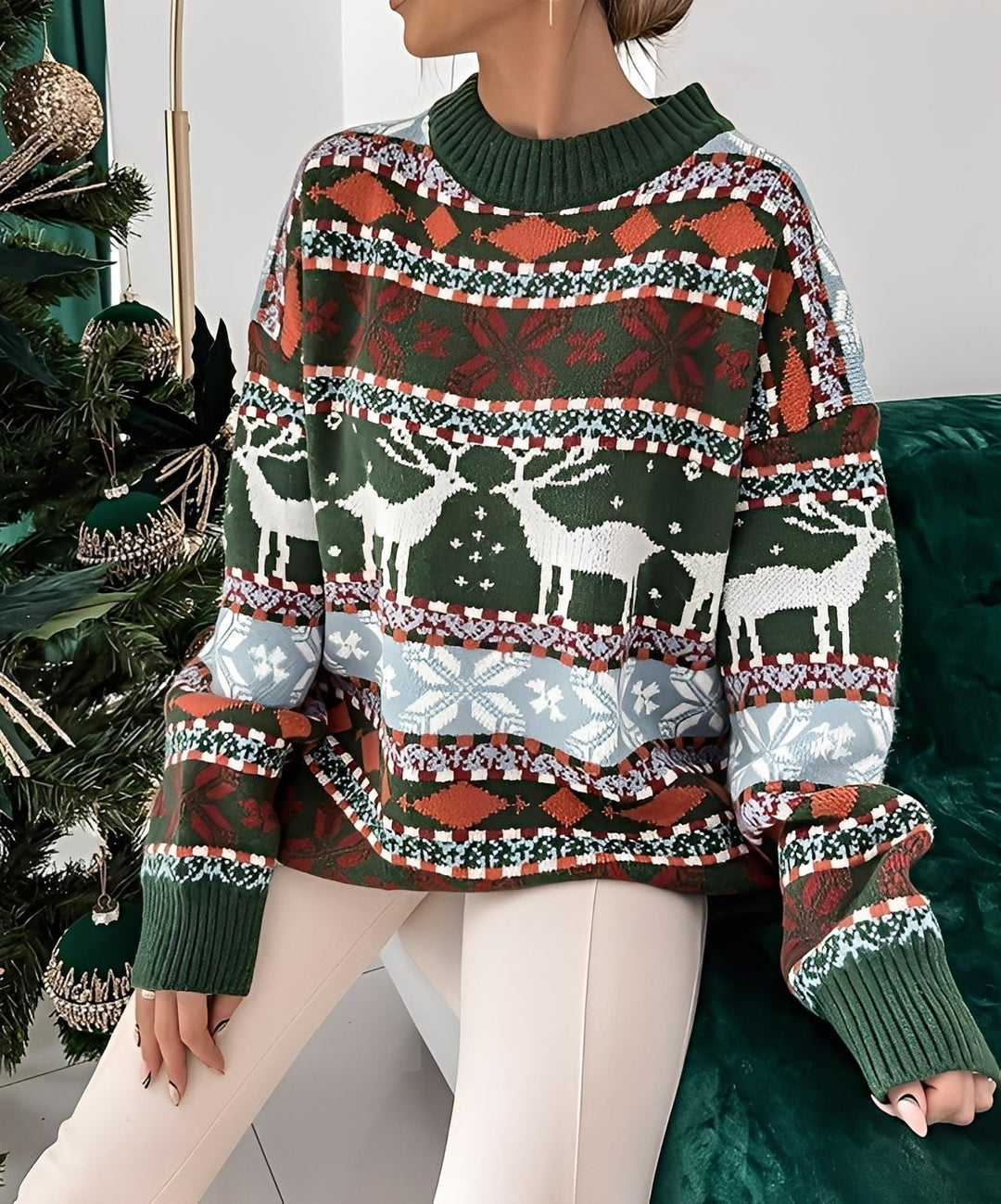 Damen Weihnachtspullover Mit Klassischem Motiv