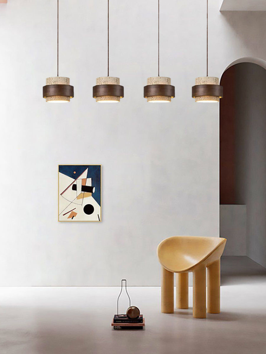 Zylindrische Travertin Pendelleuchte – Modernes Design mit natürlicher Steinstruktur