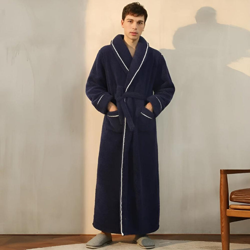 Bademantel mit Schalkragen – Fleece Morgenmantel für Damen und Herren