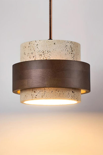 Zylindrische Travertin Pendelleuchte – Modernes Design mit natürlicher Steinstruktur
