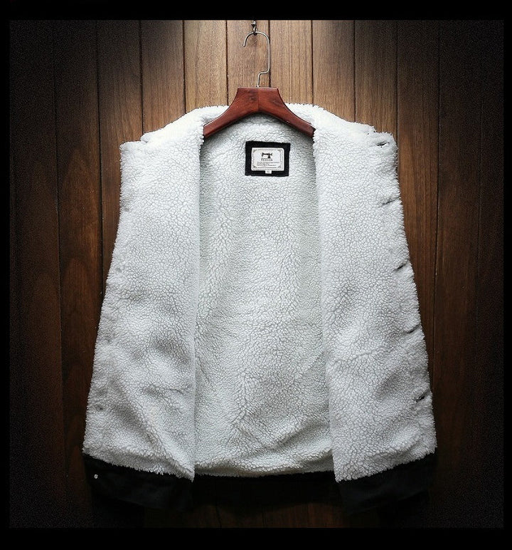 Herren Jeansjacke Mit Fellfutter Und Knopfleiste