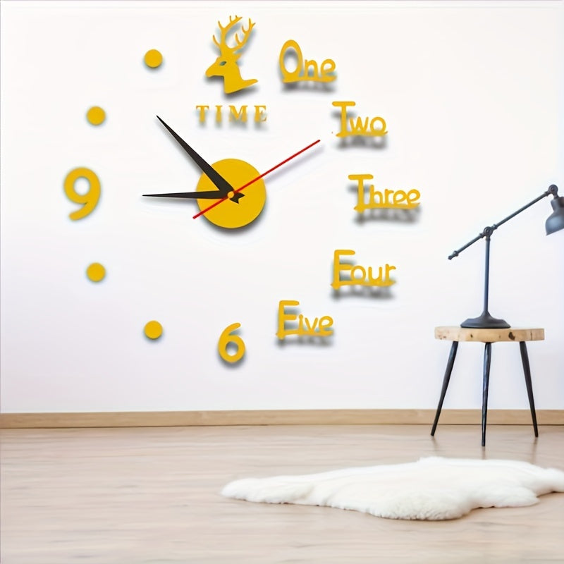 Moderne DIY-Wanduhr im Elch-Design aus Acryl für Wohnzimmer und Schlafzimmer