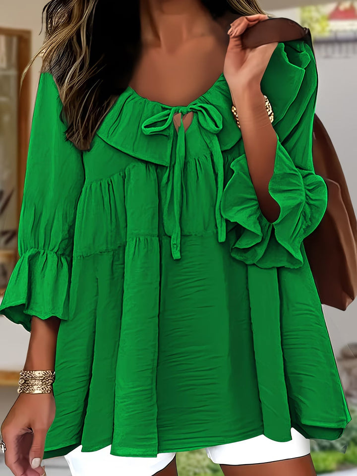 Elegant Ruffled Neckline Blouse for Women