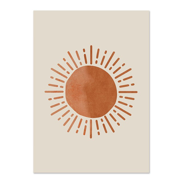 Leinwand-Wandkunst Sonne und Mond Boho-Design