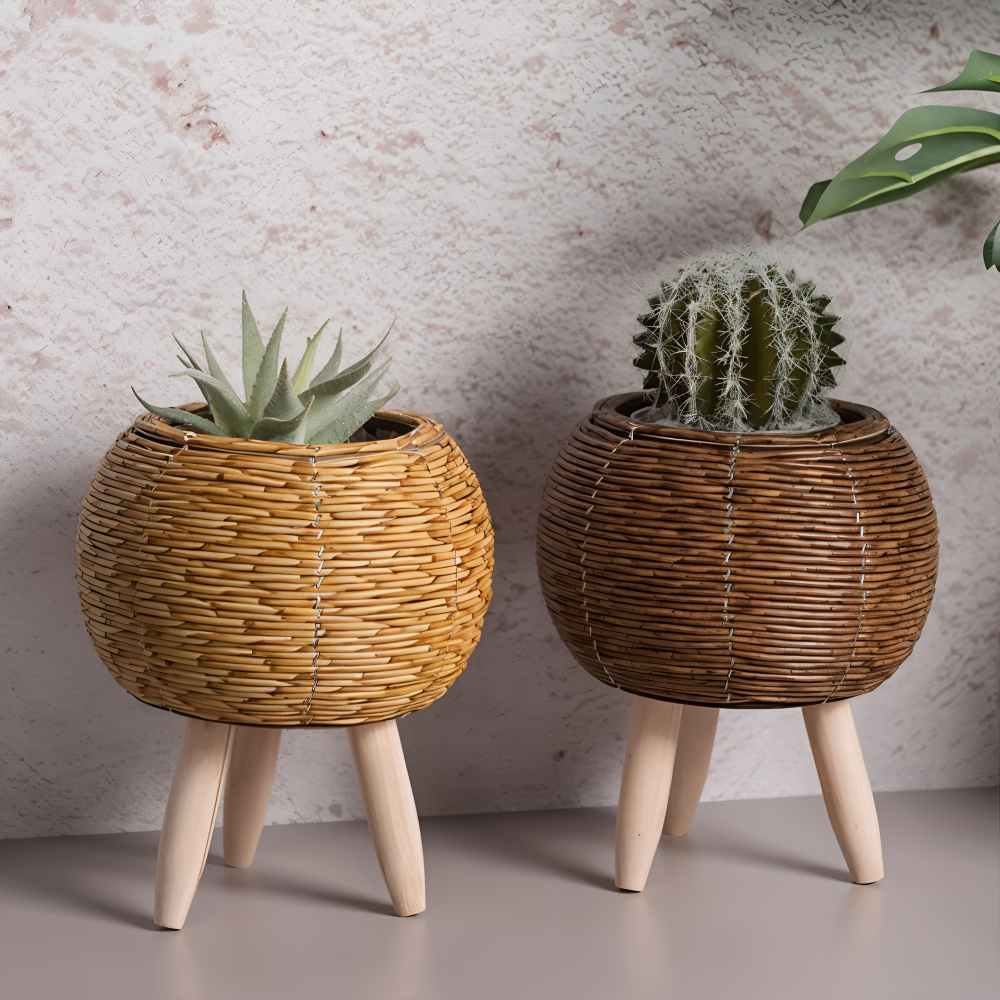 Künstlicher Korb Pflanzer Rustikaler Rattan Blumentopf