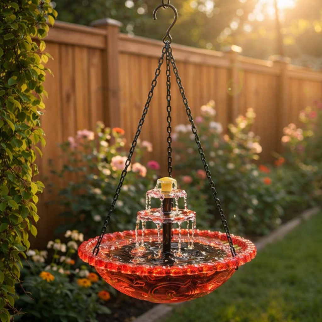 Solarhängender Brunnen mit zweistufigem Wasserfall