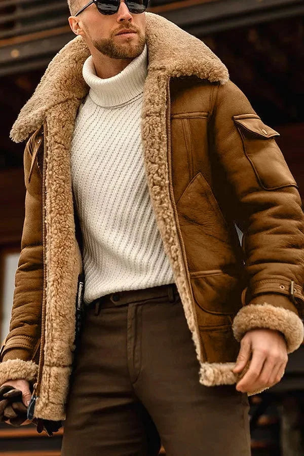 Herren Lederjacke Mit Klassischem Design