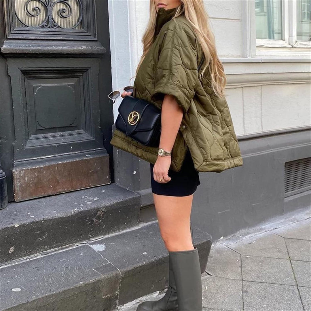 Damen Steppmantel Im Oversize Design Mit Stehkragen