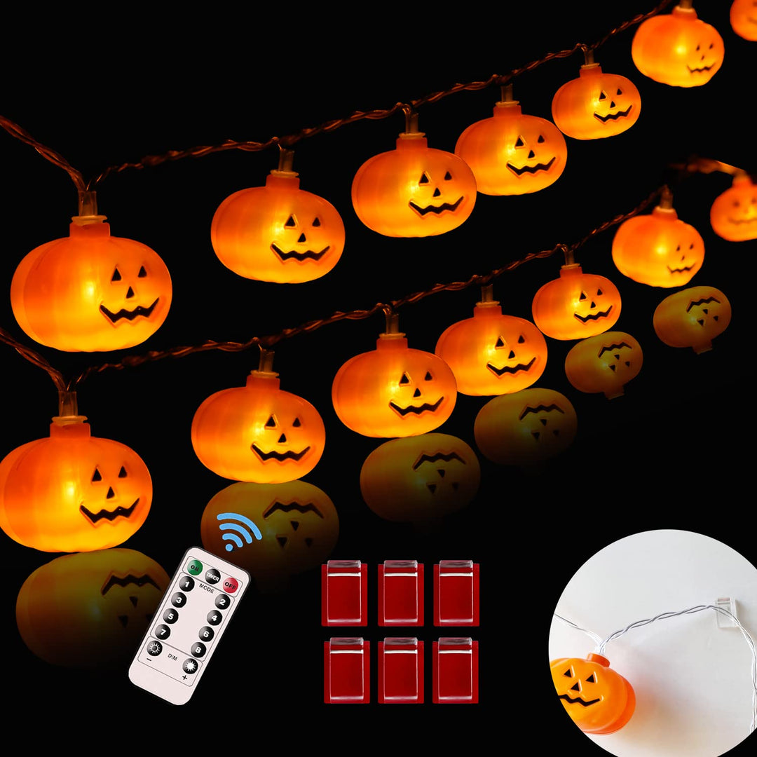 LED-Lichterkette mit Kürbismotiven für die Dekoration im Außenbereich
