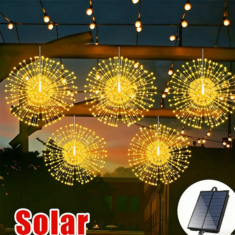 Solarleuchte im Feuerwerk-Design mit Dämmerungssensor im Garten