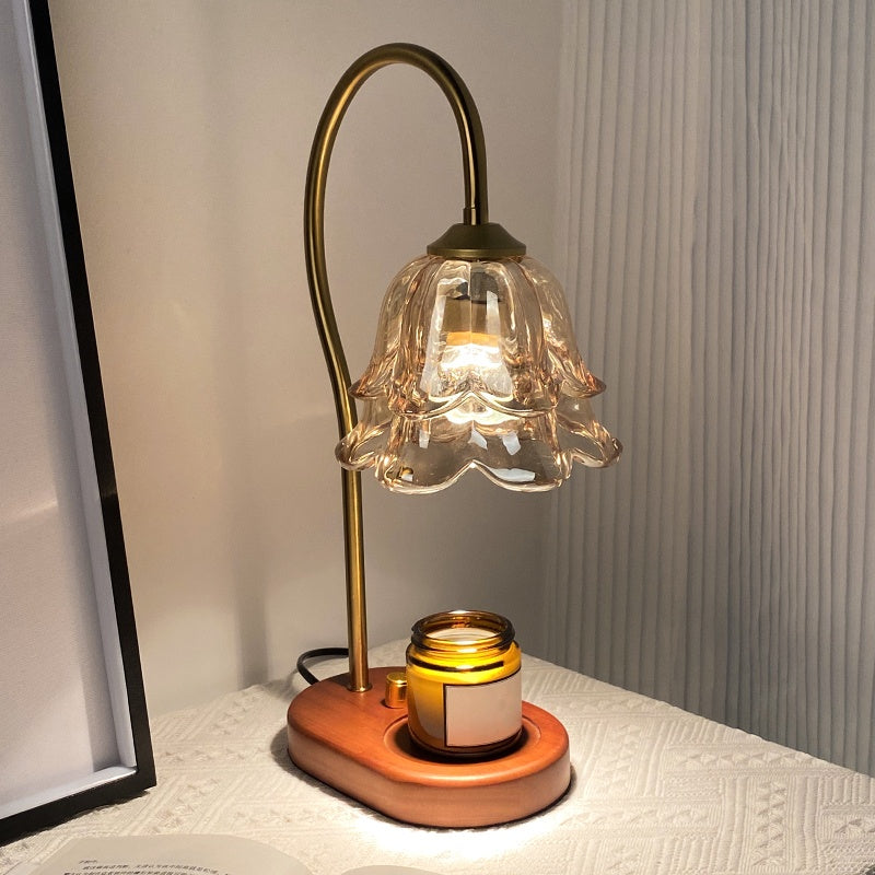Glas-Holz-Kerzenlampe mit sanfter Beleuchtung für entspannte Atmosphäre