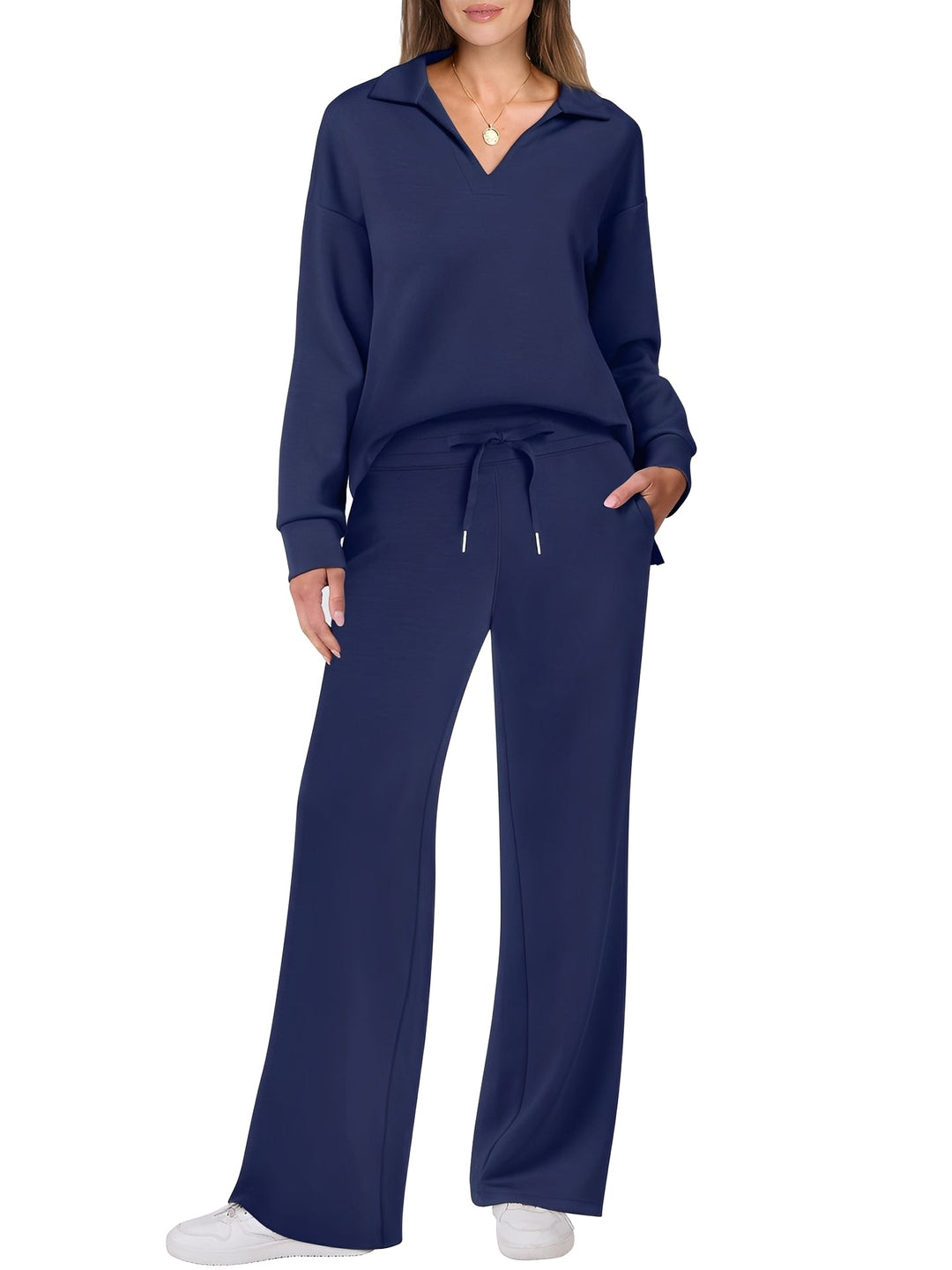 Damen Freizeit Zweiteiler Mit Lockerem Pullover Und Hose