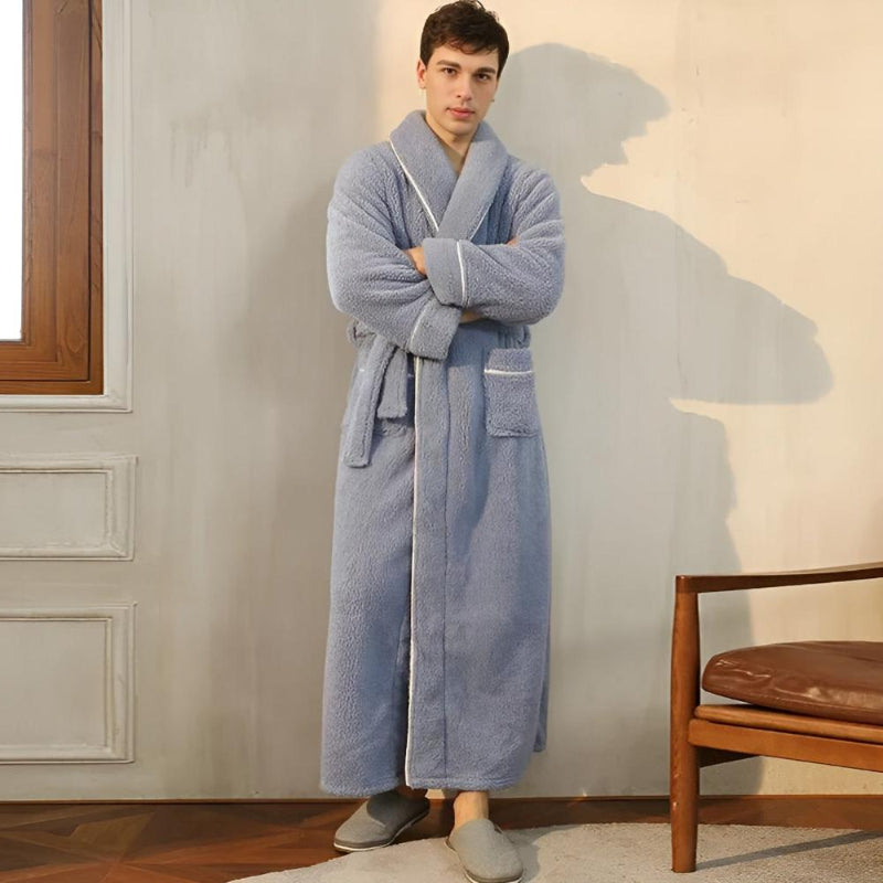 Bademantel mit Schalkragen – Fleece Morgenmantel für Damen und Herren