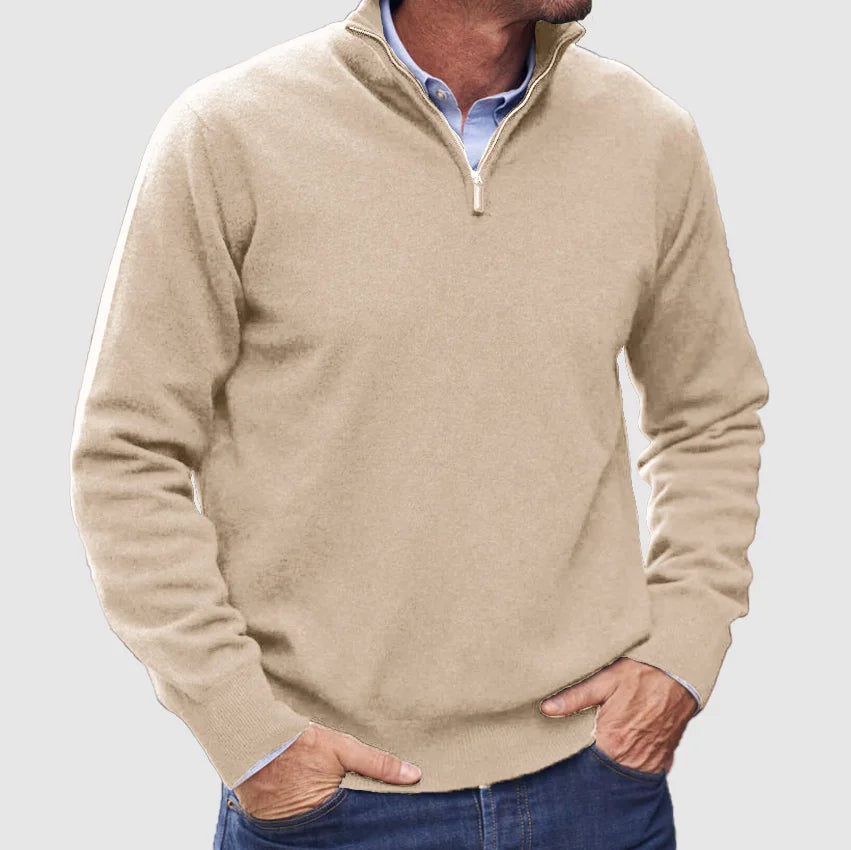 Herren Kaschmirpullover Mit Reißverschluss Im Italienischen Design